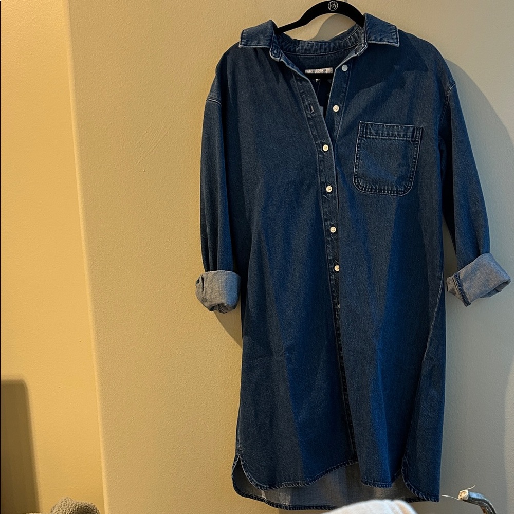 Ann Taylor Denim Button-Down Shirt Dress